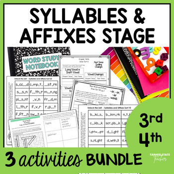 Preview of Printable Spelling Activities 3rd 4th Grade Words Their Way Syllables and Affix