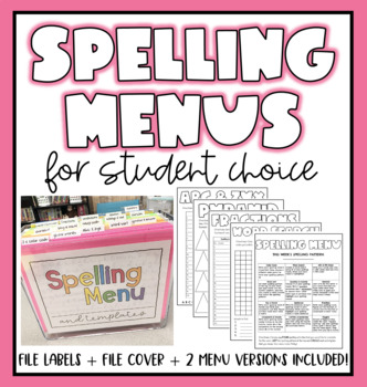 Preview of Printable Spelling Menu and Activities 