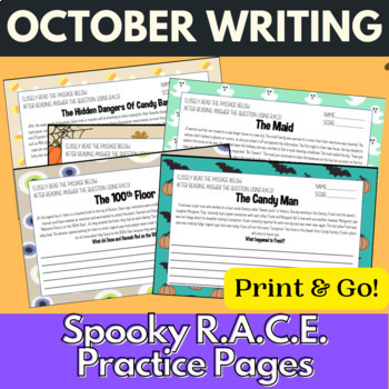 Preview of Printable Spooky R.A.C.E Writing Worksheets | Fall Writing Activities