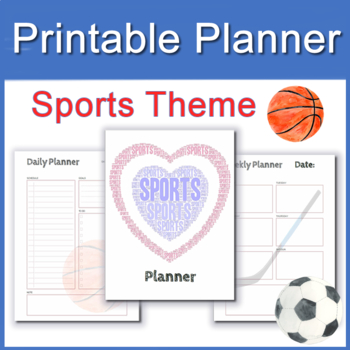 Preview of Printable 'Sports Theme' Planner - Daily, Weekly, Monthly Organization