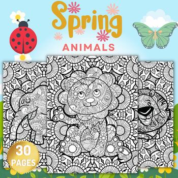 Preview of Summer Animals Mandala Coloring Pages Sheets - Fun End of the year Activities