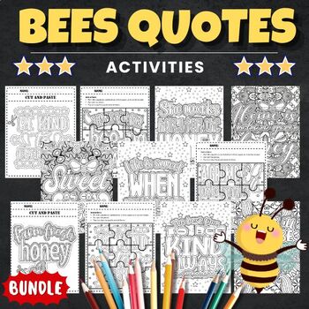 Preview of Spring Bee Quotes Activities - Fun World Bee Day Insects Activities & Games