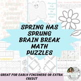 Printable Spring Brain Break Math and Logic Puzzles for Mi