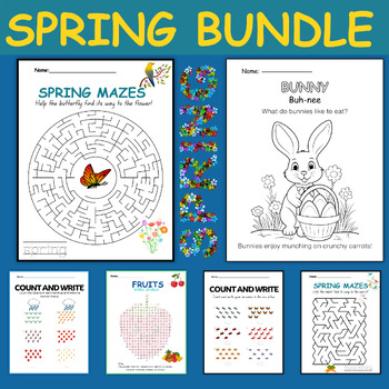 Preview of Printable Spring Puzzles Bundle Activities | Spring Fun Worksheets
