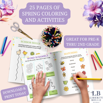 Preview of Printable Spring Coloring & Activity Book for Pre-K thru Second Grade
