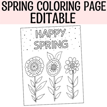 Preview of Printable Spring Coloring Page, Happy Spring Coloring Activity, Worksheet