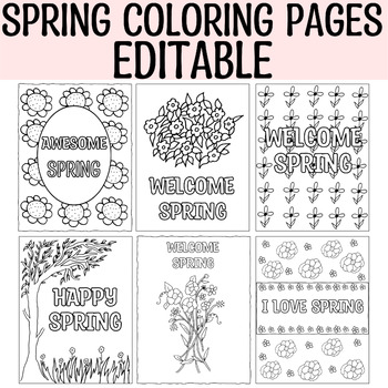 Preview of Printable Spring Coloring Pages, Happy Spring Coloring Activity, Worksheets