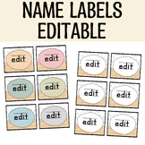 Printable Boho Name Labels, Editable Name Tags, Center Lab