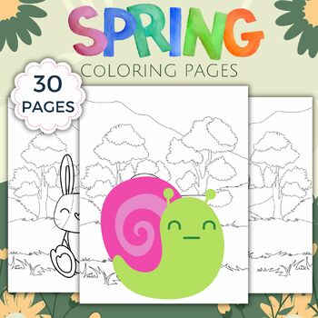 Preview of Printable Spring Coloring Sheets Pages - Fun March April Activities