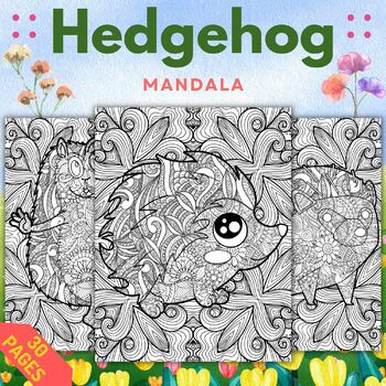 Preview of Printable Spring Hedgehog Mandala Coloring sheets - Fun March April Activities