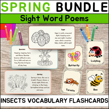 Preview of Printable Spring Insects Vocabulary & Sight Word Spring Poems