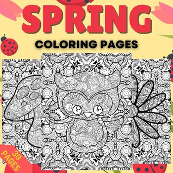 Preview of Printable Spring Mandala Coloring Pages Sheets - Fun March April Activities