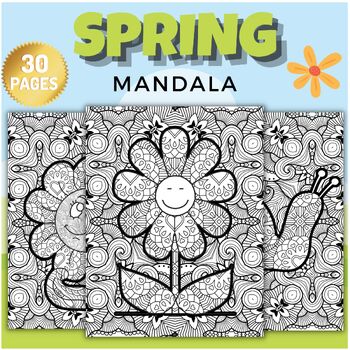 Preview of Printable Spring Mandala Coloring sheets - Fun March April Activities