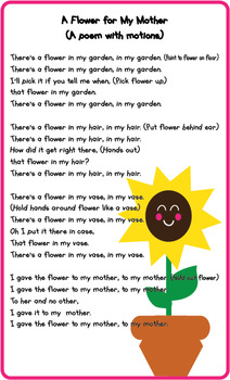 Preview of Printable Spring Poem with Motions: A Flower for My Mother