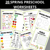 Printable Spring Preschool Activity Bundle:Math Worksheets