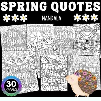 Preview of Printable Spring Quotes Mandala Coloring Pages Sheets - Fun Spring activities