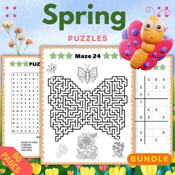Preview of Printable Spring Season Puzzles With Solution - Fun March April Games Activities