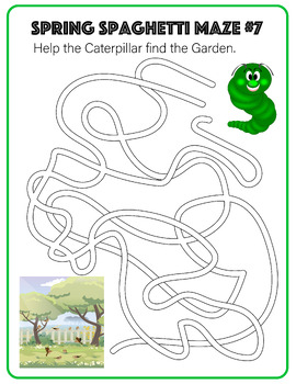 Printable Spring Spaghetti Maze Worksheets | March April Game | TPT