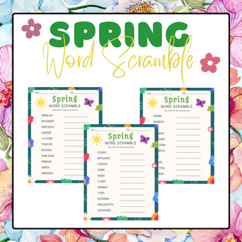 Preview of Printable Spring Word Scramble Games | Spring Time Worksheets