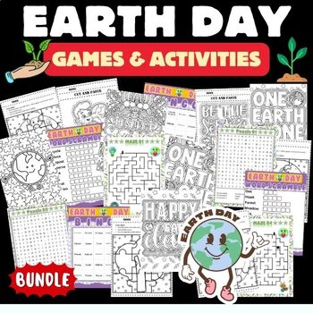 Preview of Earth day | Arbor day Coloring Pages & Games - Fun April Activities BUNDLE