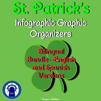 Preview of Printable St. Patrick Infographic Graphic Organizers Bilingual Bundle