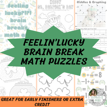 Preview of Printable St. Patrick's Day Brain Break Math and Logic Puzzles for Middle School