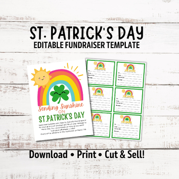 Preview of Editable St. Patrick's Day Candy Gram Fundraiser Flyer | Sunshine on St. Paddy