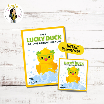 Preview of Printable St. Patricks Day Cards for Gift Tags for Kids | Lucky Duck Cards