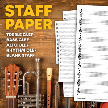 Preview of Staff Paper for Treble, Alto, Bass, Rhythm, or Blank Sheet Music ⋅ Printable