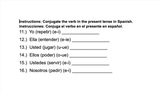 Printable Stem Changers Quiz Spanish 1 Basic With Vocabulary