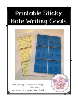 Preview of Printable Sticky Note Writing Goals