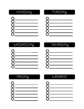 Black Small Weekly List Sticky Note - Custom Scene