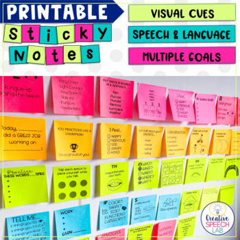 Preview of Printable Sticky Notes: Visual Cues for Speech-Language Therapy