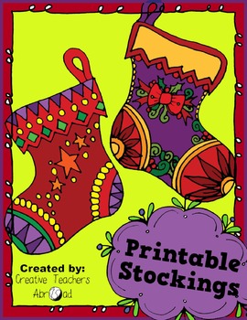 Preview of Christmas Holiday Stockings Decor Coloring Sheet