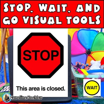 Preview of Printable Stop Sign and Wait Visuals Autism Classroom Procedure Cue Cards