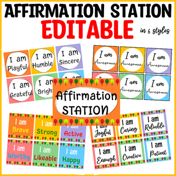 Printable Student Affirmation Cards, Bright Student Affirmation Station