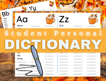 Preview of Printable Student Dictionary, Personal Spelling Dictionary Fall Themed