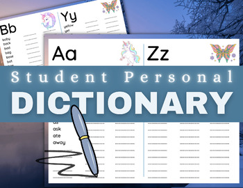 Preview of Printable Student Dictionary, Personal Spelling Dictionary Fantasy Themed
