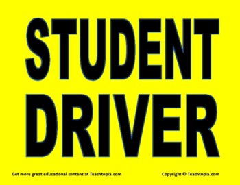 Printable Student Driver Sign A drivers training reminder TPT