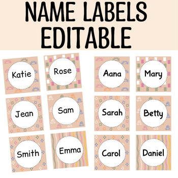 Preview of Printable Student Name Labels, Editable Name Tags, Center Labels, Cubbies Tags