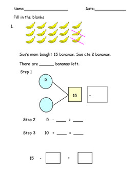 subtraction story word problems using number bonds grade k