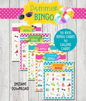 Printable Summer Bingo, Summer School Bingo Game, Summer Bingo Cards