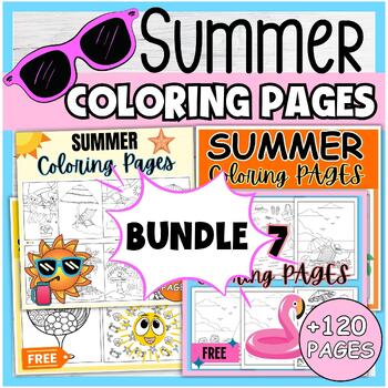 Printable Summer Coloring Pages BUNDLE | End of The Year Coloring Sheets