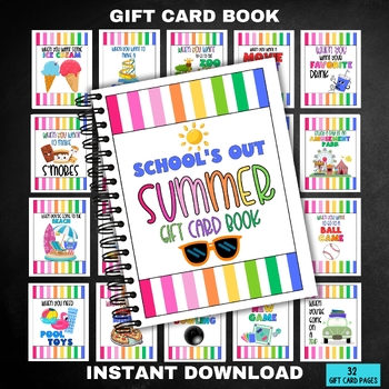 Preview of Printable Summer Gift Card Book, Gift for Teachers, Summer Bucket List, EOY Gift