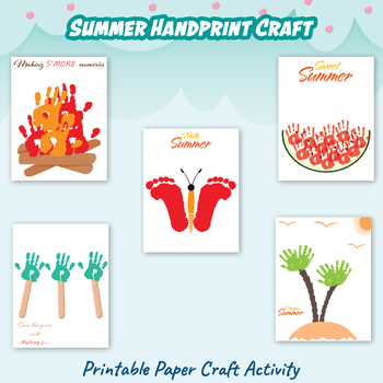 Preview of Printable Summer Handprint Craft, Footprint Art for Kids,Classroom Infant Memory