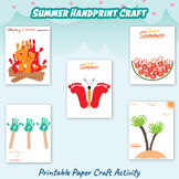 Printable Summer Handprint Craft, Footprint Art for Kids,C