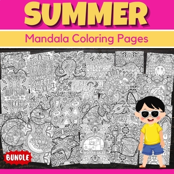 Preview of Printable Summer Mandala Coloring Pages Sheets - Fun End of the year Activities