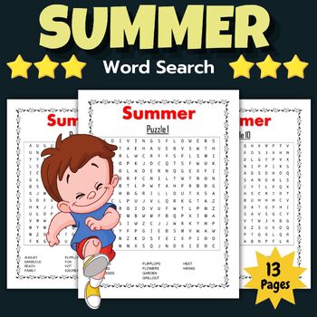 Preview of Summer Saison Word Search Puzzles With Solutions - Fun End of the year Games