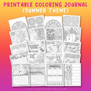 Preview of Printable Summer Themed Planner Journal to Color