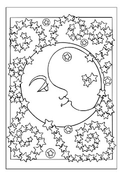 Download Printable Coloring Book Page Celestial Coloring Sheet Moon Sun  Coloring Page Home Activity Unique, Cool Coloring Book Page 